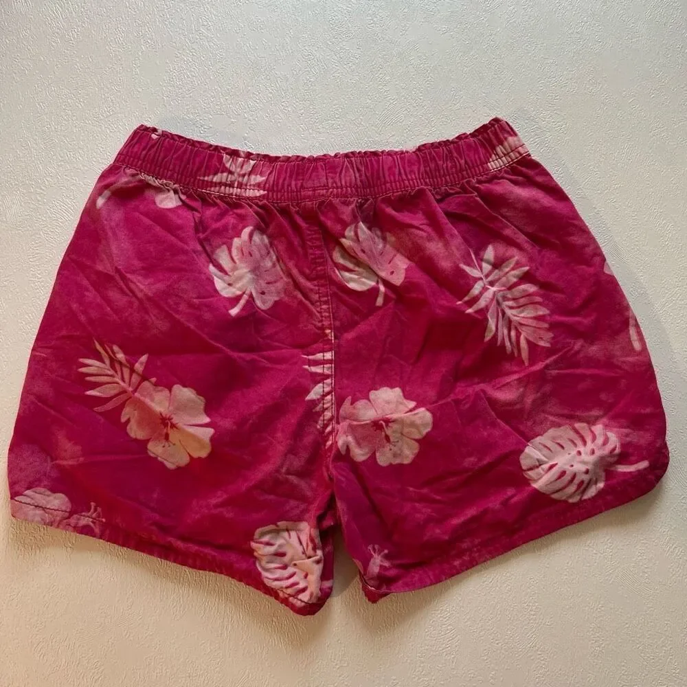 GAP Kids Girls XL Pink Floral Hawaiian Print Shorts Elastic Waist